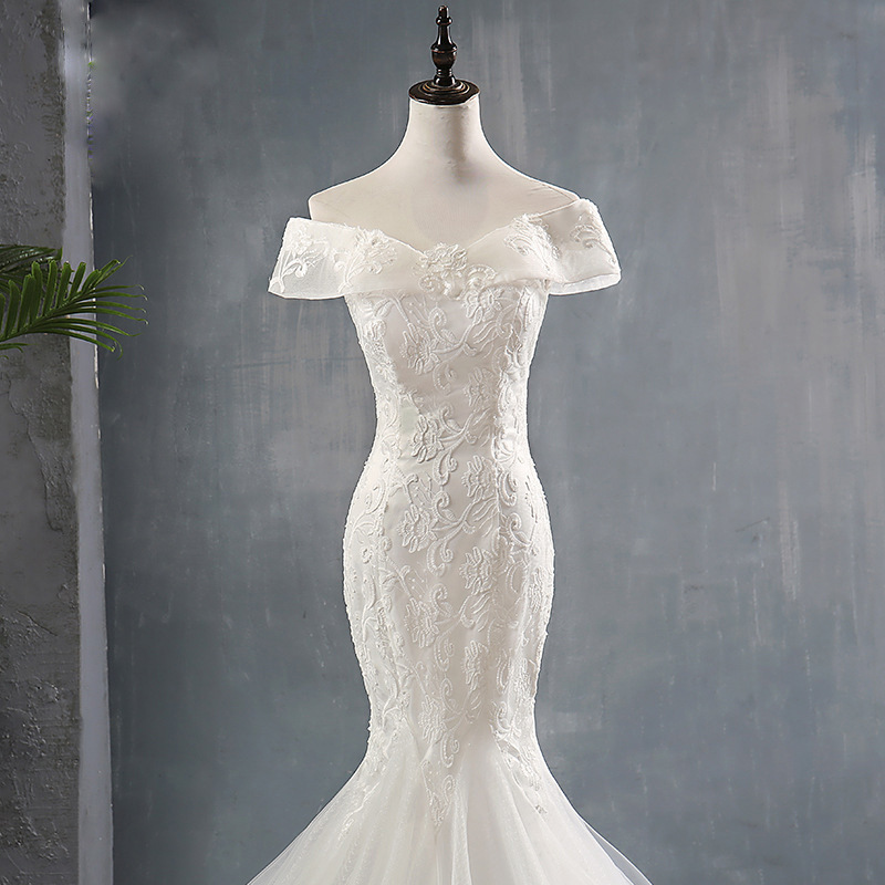 Elegant Mermaid Wedding Dress, Noble Off Shoulder, Deep V Wedding Dress ...