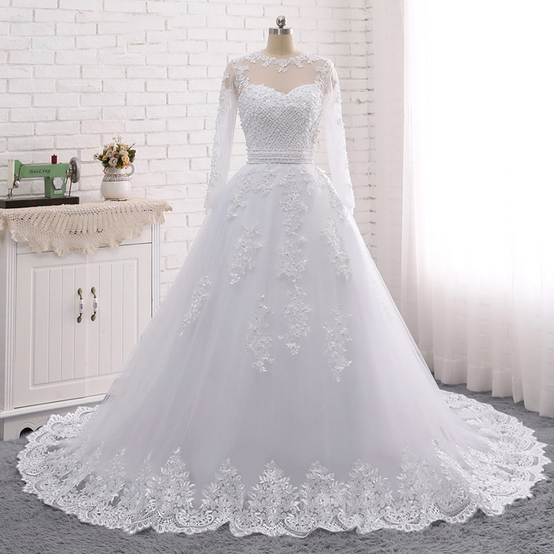 knee length dresses for ladies Sheath Long Sleeves Lace up Beach Wedding Dresses MW741 main image 0