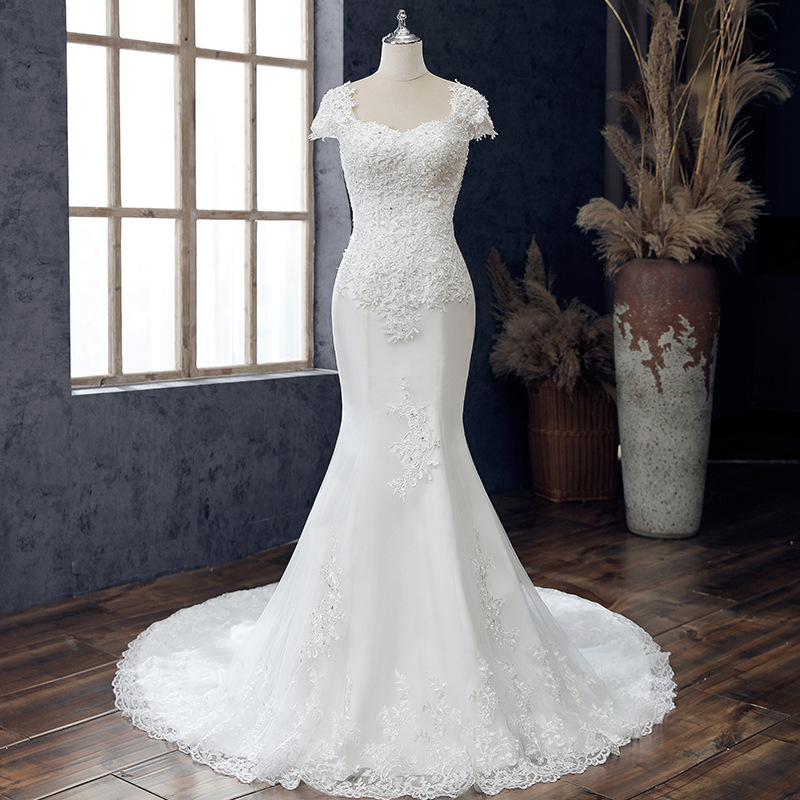 Bridal Wedding Dress, Square Collar, Simple, Mermaid Trailing Wedding Dress,custom Made