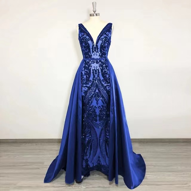 Satin Prom Dress ,v-neck Prom Dress,sequin Evening Dress,custom Made
