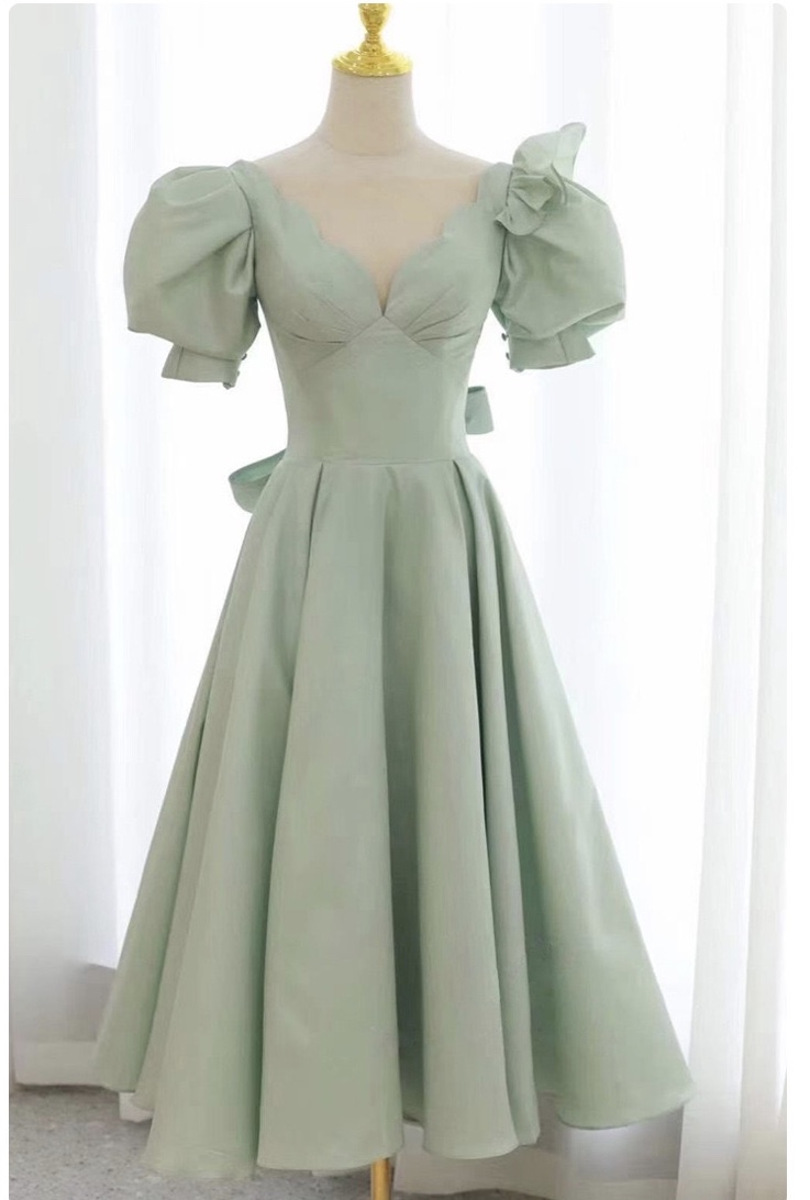 Bubble Sleeve Wedding Dress, Elegant Temperament Bridal Dress,daily Dress,custom Made