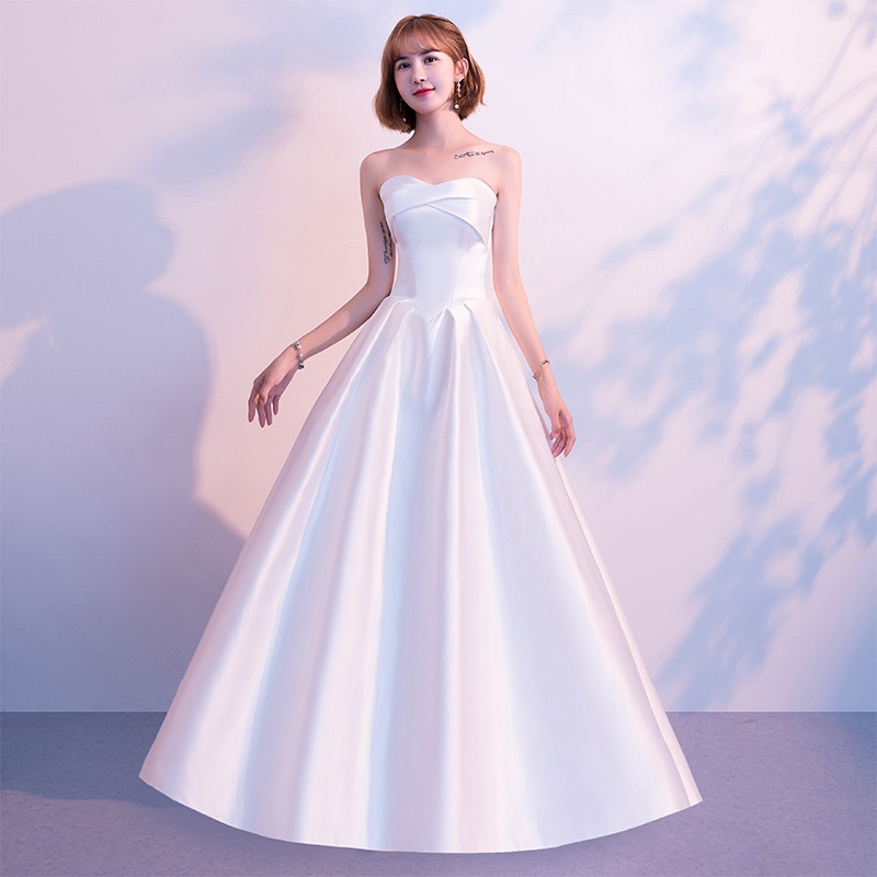Satin Wedding Dress, Simple Bridal Dress,strapless Prom Dress,custom Made