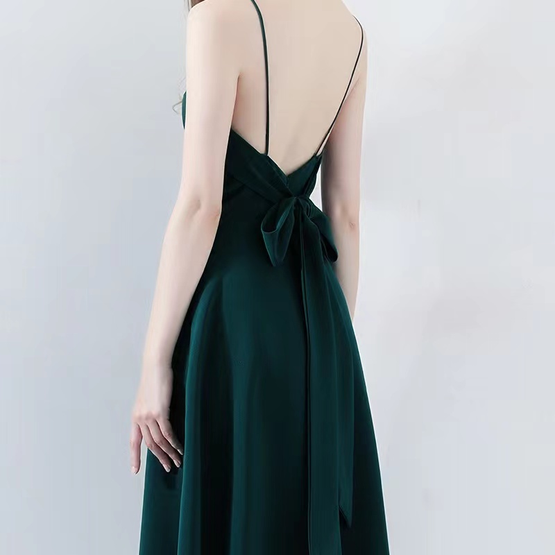 Green Midi Dress,spaghetti Strap Prom Dress,daily Dress, Backless Party Dress,custom Made,