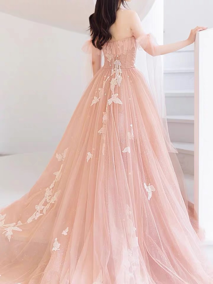Off Shoulder Prom Dress,fairy Party Dress,dream Evening Dress With Applique,custom Made