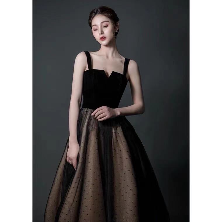 Black Party Dress,spaghetti Straps Evening Dress,backless Sexy Ball Gown Dress,tulle Long Prom Dress,custom Made