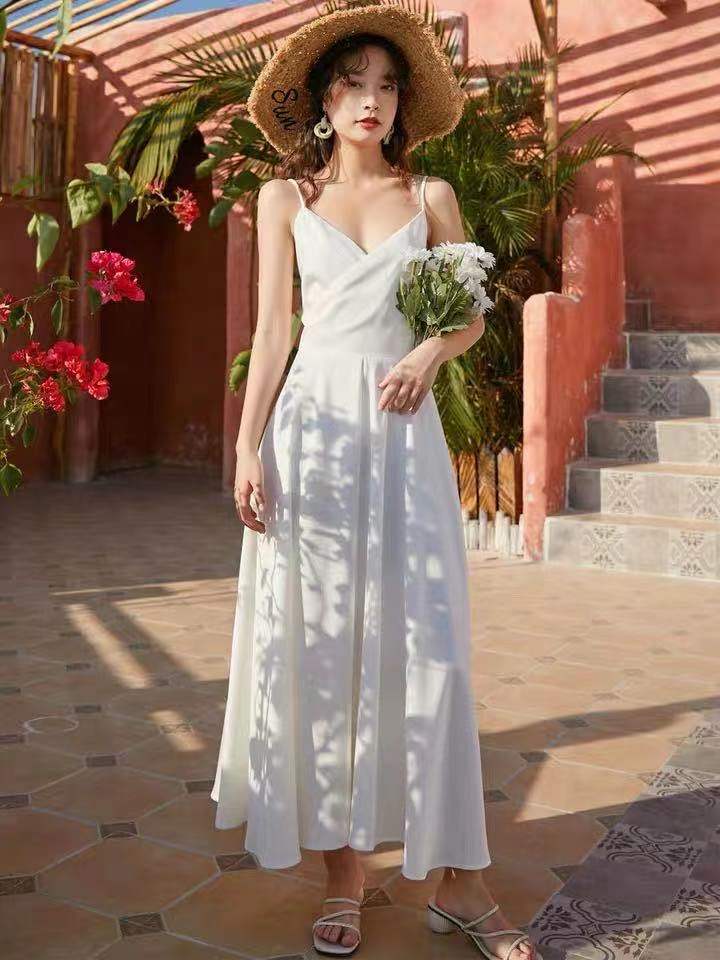 White Party Dress,spaghetti Straps Evening Dress,v Neck Long Prom Dress,backless Sexy Formal Dress,custom Made