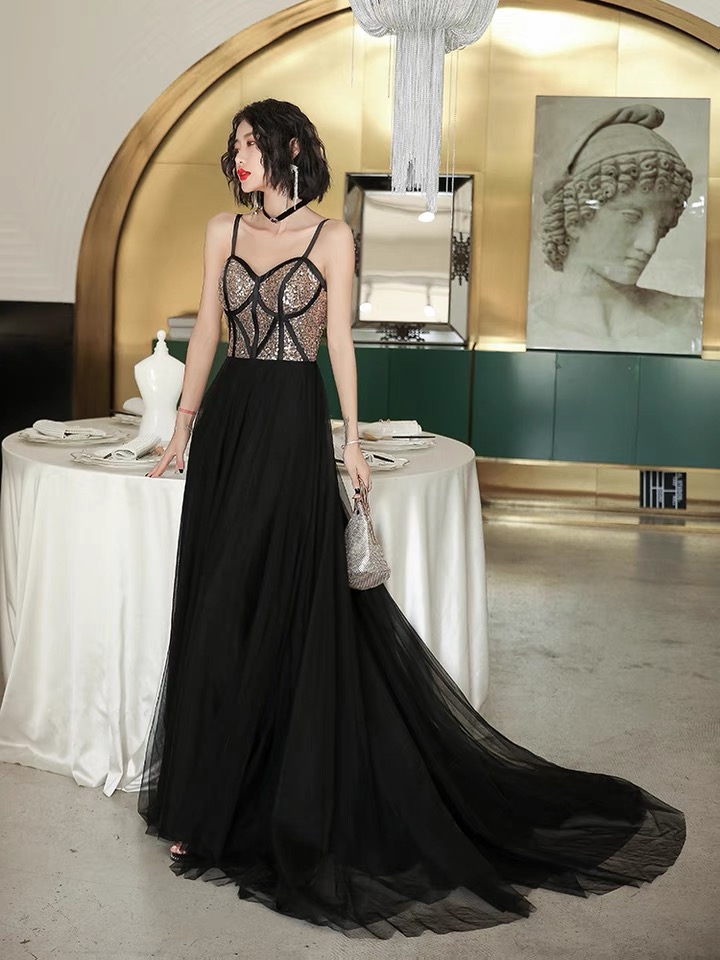Socialite Evening Dress, Noble Temperament Black Dress,custom Made
