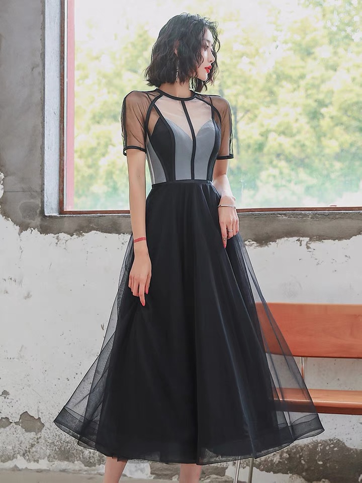 Black Little Evening Dress , Temperament,socialite Party Dress, High Quality Texture Dress,custom Made
