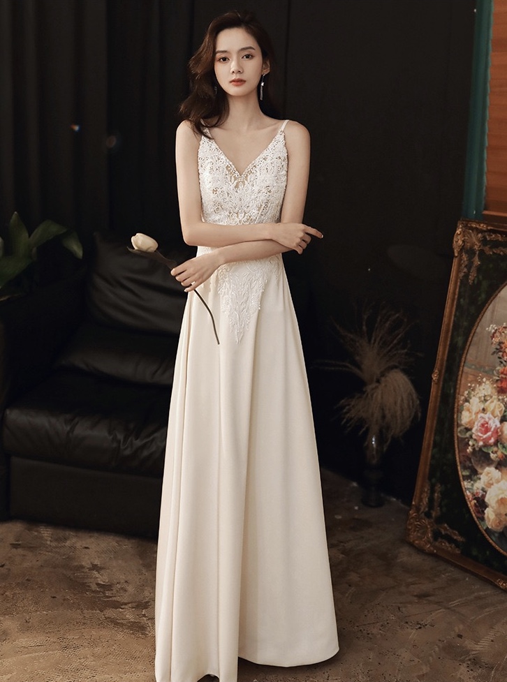 Sexy White Waist Cutout Long Evening Dress,White Evening Gown  Y6845 main image 0