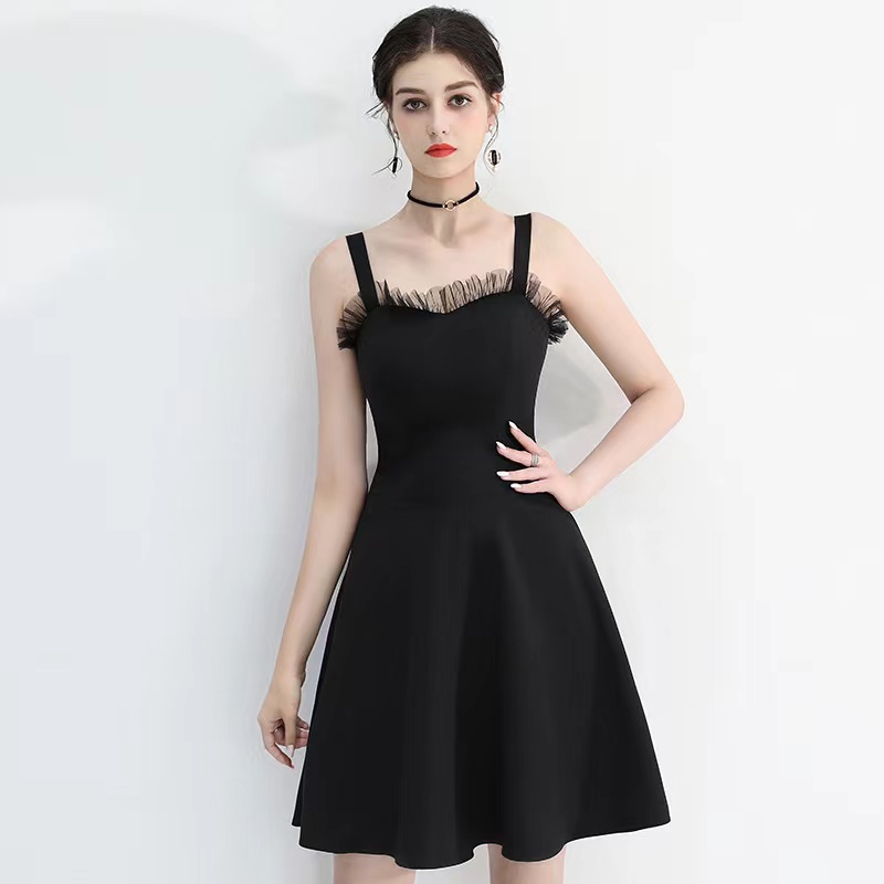 Spaghetti Strap Dress,black Little Dress,sexy Homecoming Dress,custom Made