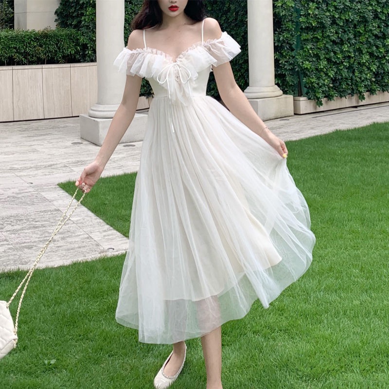 Gentle Wind, Fairy Dress,tulle Midi Spaghetti Strap Dress, Fashion Dress