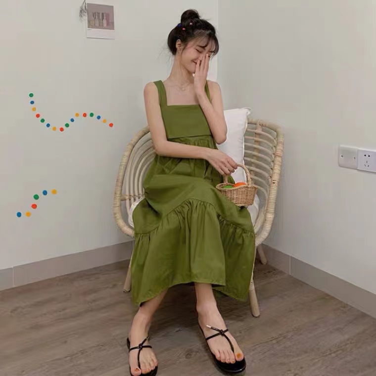 Fresh Avocado Green Halter Dress, Summer, Sweet Backless Fairy Dress