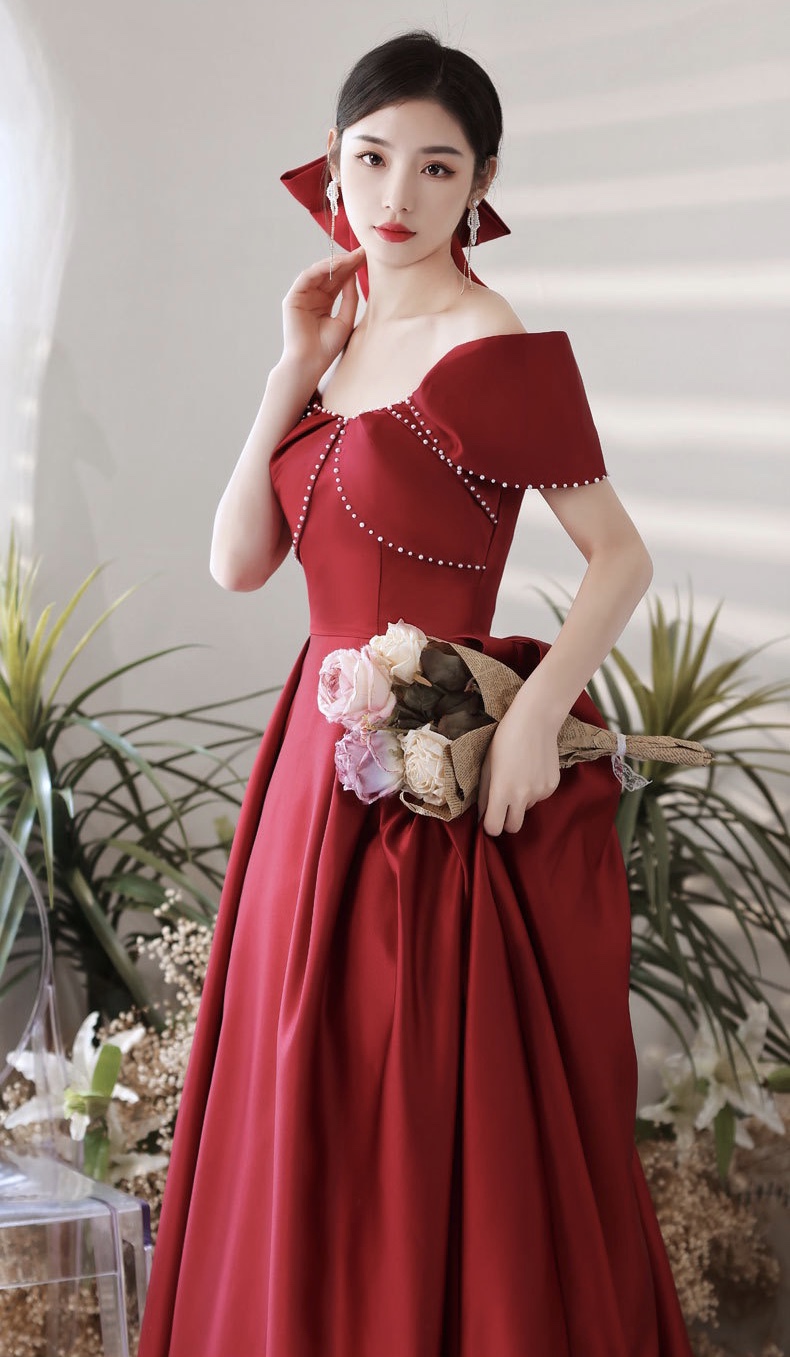 Red Ball Gown,off -shoulder Prom Dress,elegant Evening Dress ,custom Made
