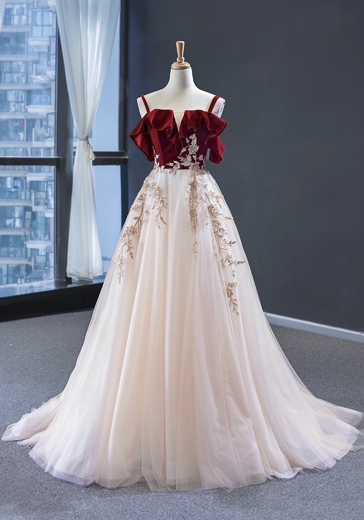 Lolita Prom Dress, Spaghetti Strap Party Dress,princess Dress With Embroidered,custom Made
