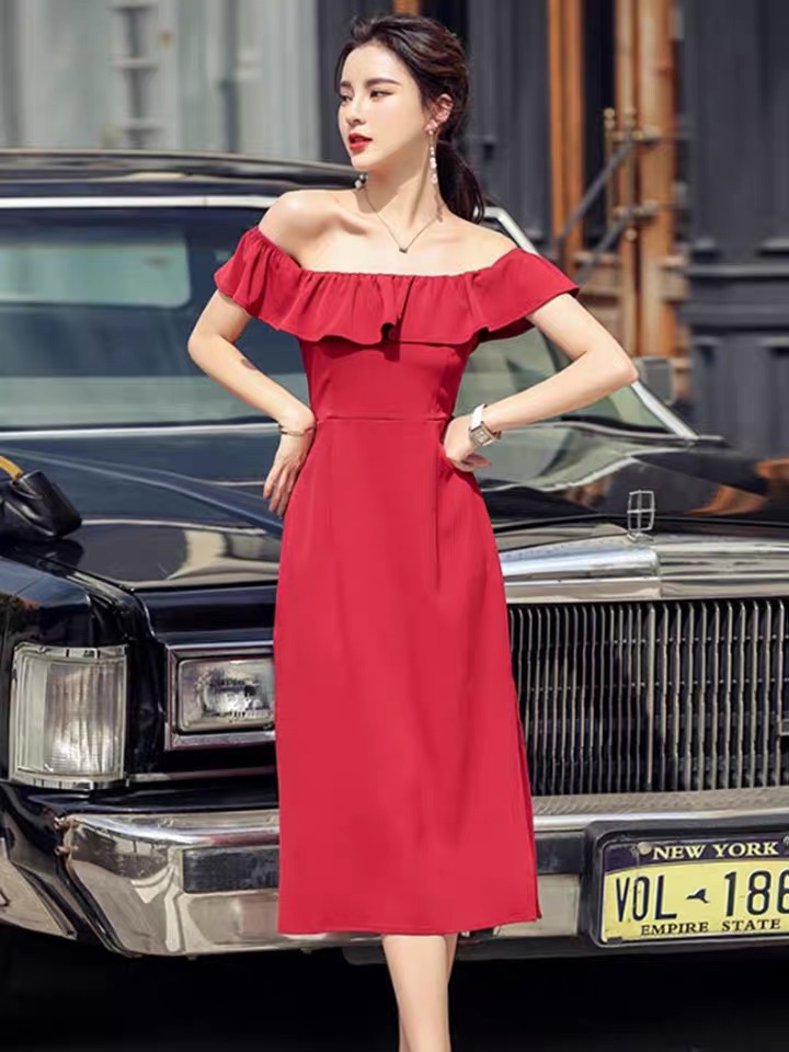 Red Dress Dress, Off Shoulder Dress,custom Made