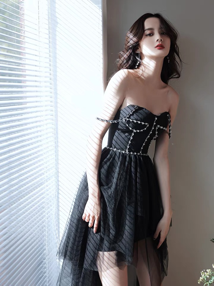 Black Socialite Dress, Sexy Party Dress,spaghetti Strap Dress Sexy With Diamond,homecoming Dress,custom Made