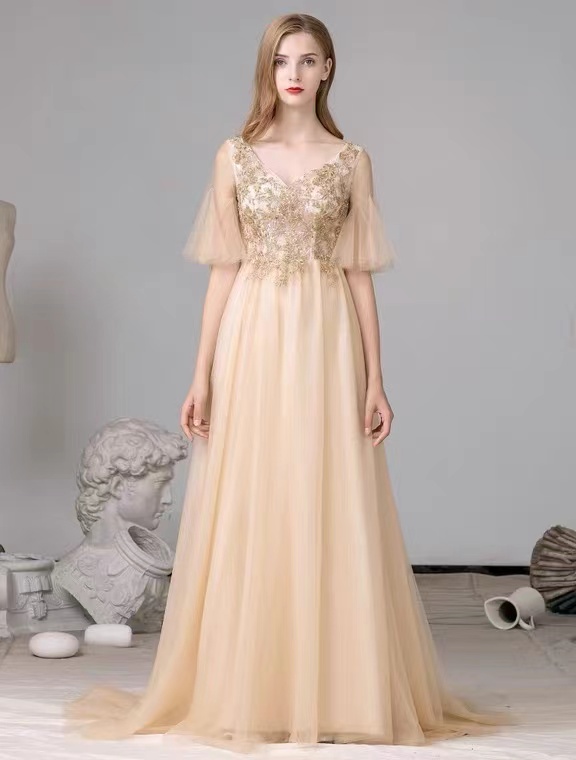 Noble Evening Dress, Fairy Long Simple Dress, Champagne Party Dress,custom Made