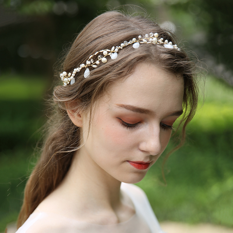 Handmade, Simple Pearl Headband, Romantic Temperament, Bridal Wedding Hair Accessories