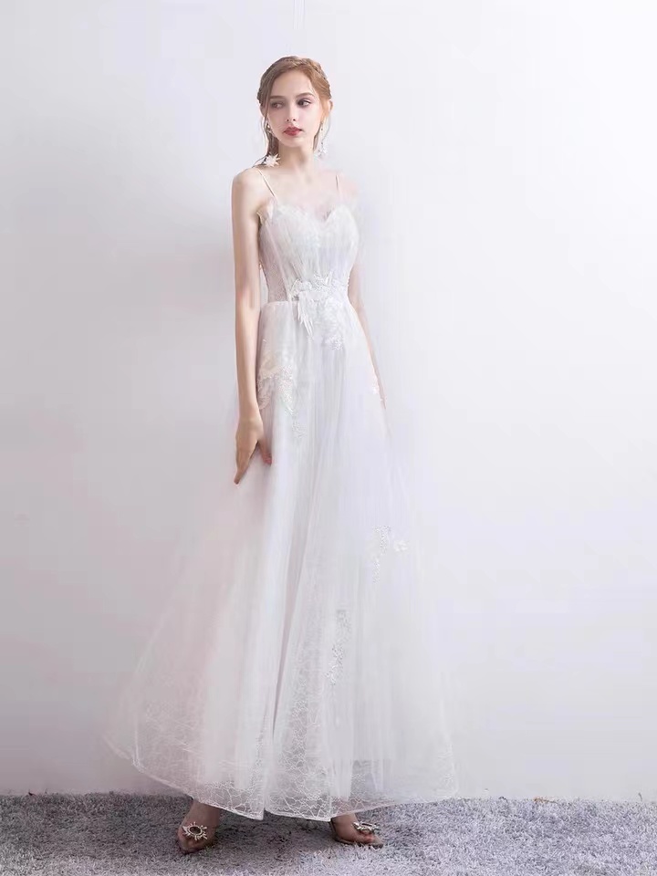 White Dress, French Light Bridal Gown With Halter Dress, Socialite Dress,custom Made