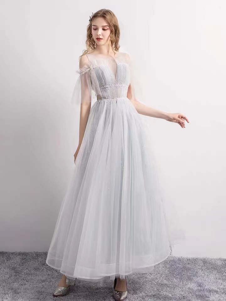 Fairy Bridesmaid Dress , Elegant Gray Evening Dress,custom Made