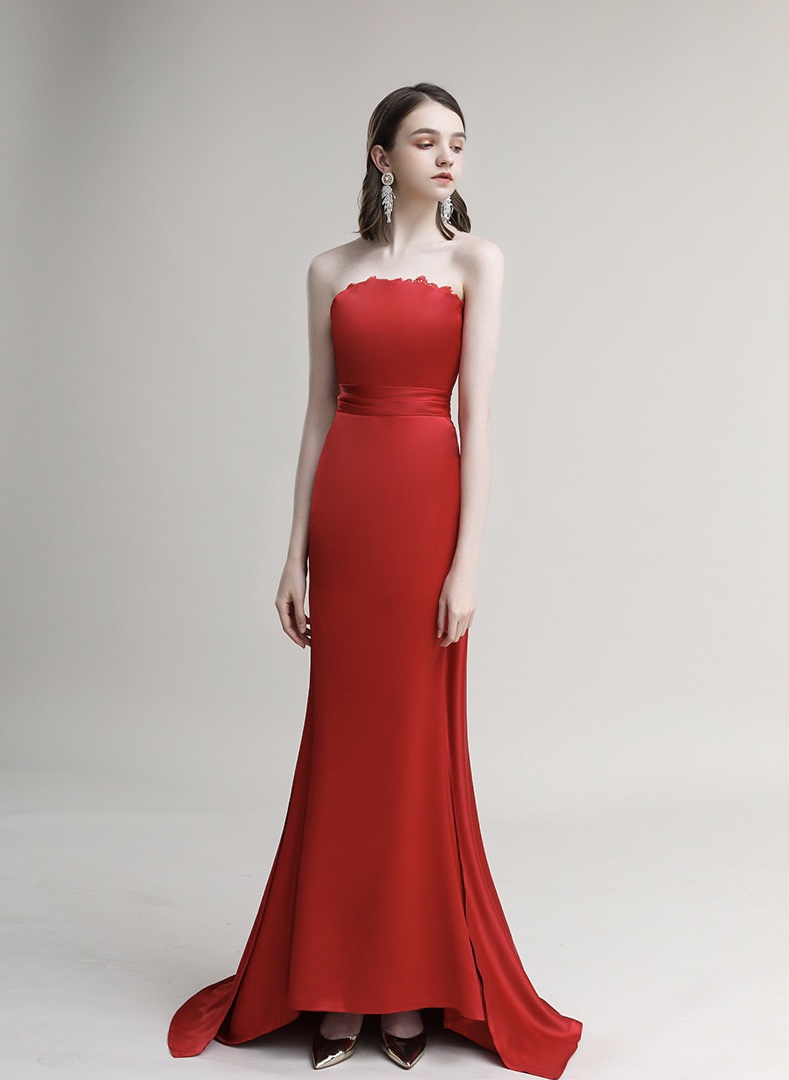 modern dress hot Summer, Red Modern Dress, Sexy Strapless Evening Dress,custom Made on Luulla