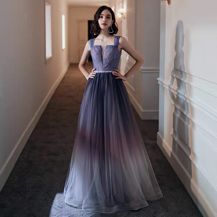 Fairy Evening Dress, Noble, Purple Gradient, Halter Dress,custom Made