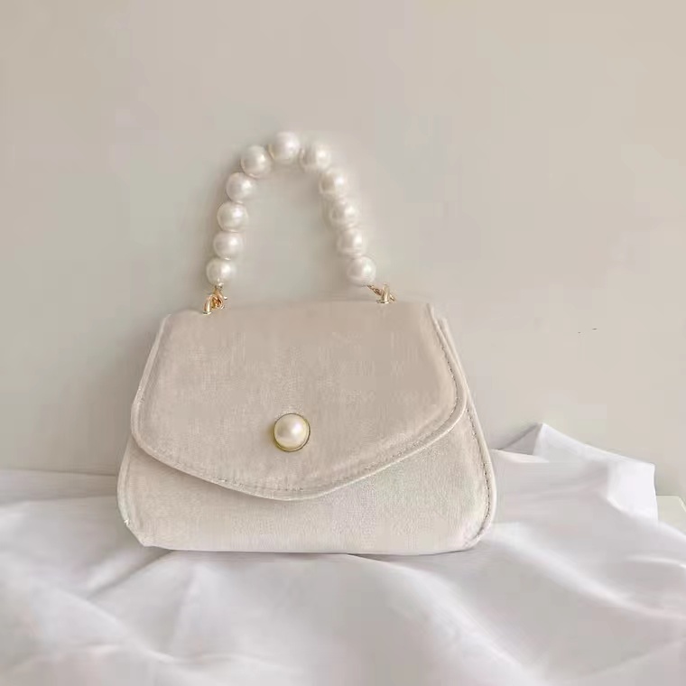 Vintage, pearl portable small square bag, autumn and winter suet chain dinner bag,shoulder bag