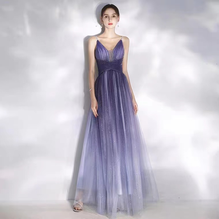 Purple Gradient, Evening Dress Dress, Noble, Sexy, Halter Fairy Dress,custom Made