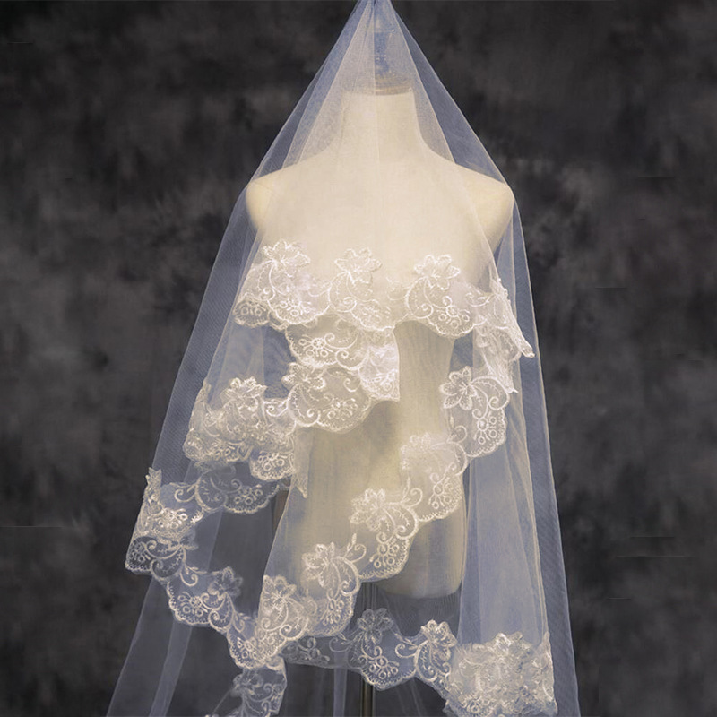 Bridal Veil, 3 Meters Of Lace, Champagne Long Tail Wedding Veil, Spot Manufacturers Direct
