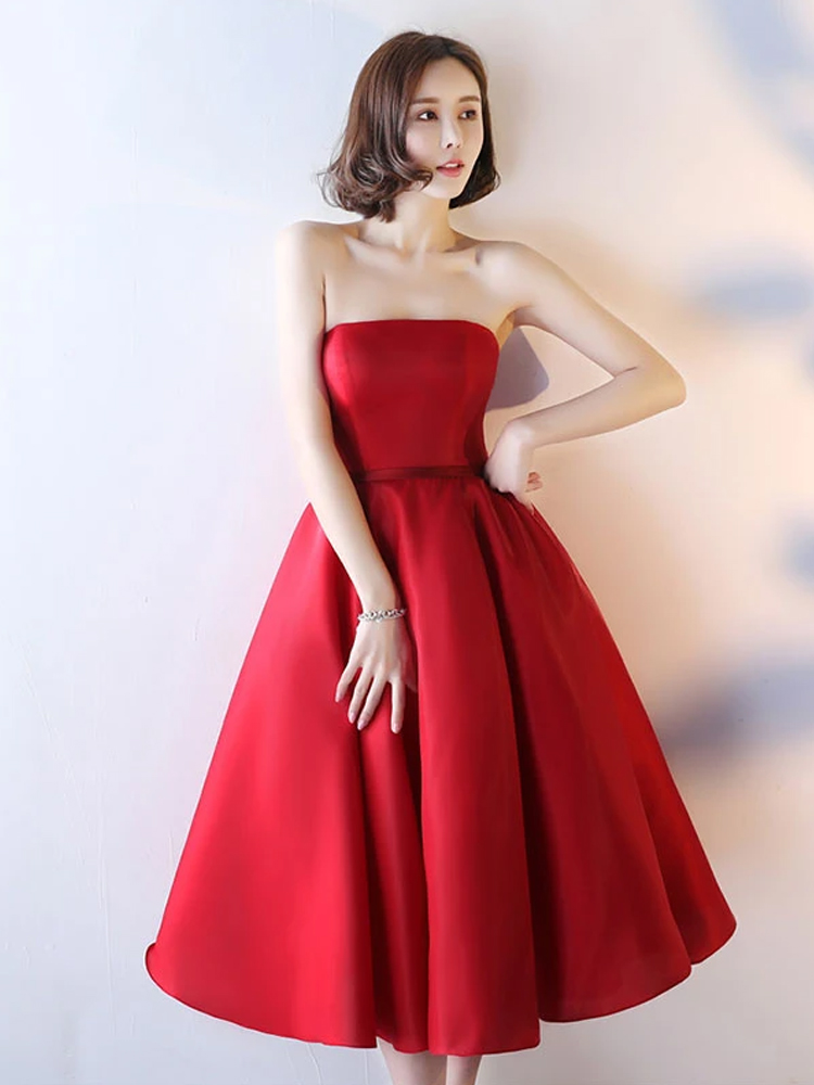 Strapless Homecoming Dress,red Party Dress,satin Graduation Dress,homecoming Dress,custom Made