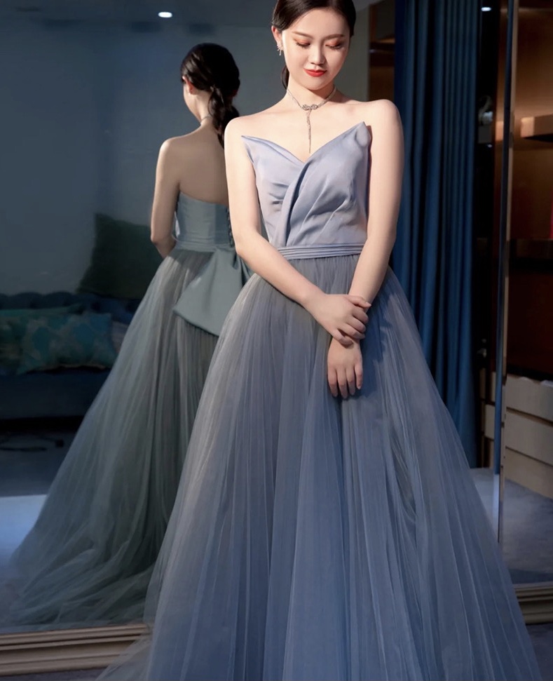 Strapless Prom Dress,light Blue Party Dress,elegant Evening Dress,custom Made