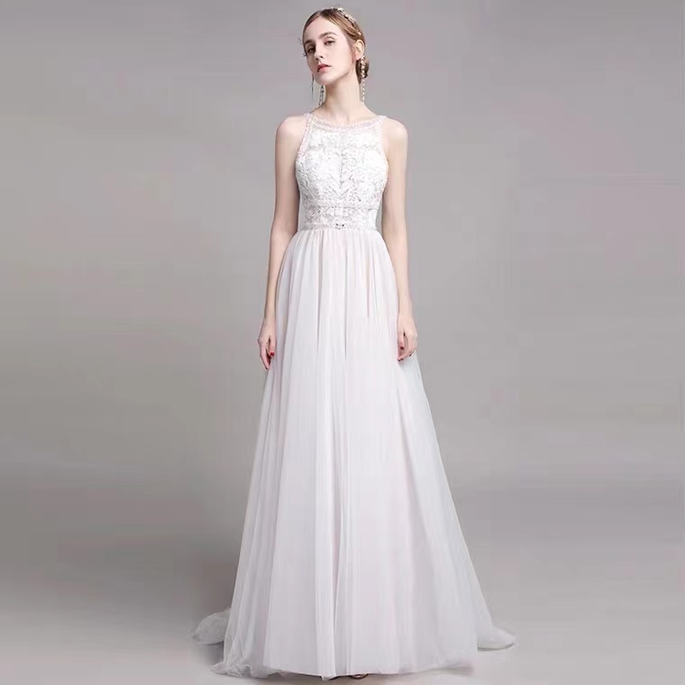 Halter Neck Wedding Dress,white Light Wedding Dress, Lace Wedding Dress,custom Made