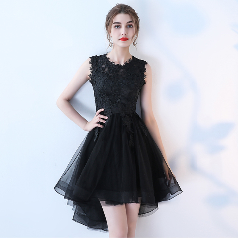 Black Sleeveless Cocktail Dress,high Low Party Dress, Princess Dress,homecoming Dress,custom Made
