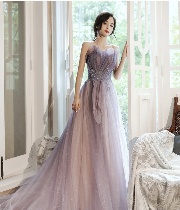 Evening Dress, Fairy Strapless Prom Dress, Purple Birthday Dress,custom Made
