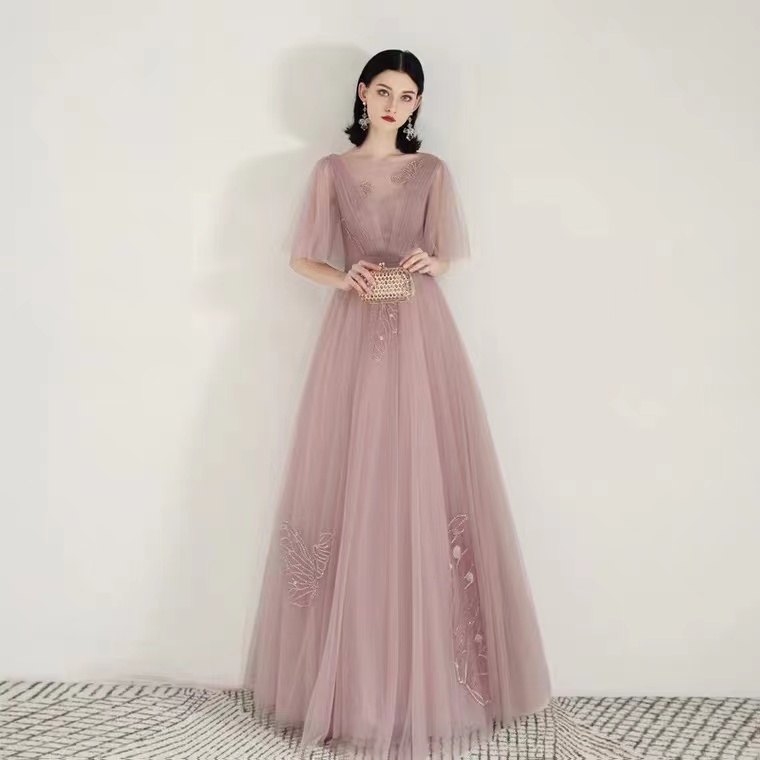 Fly Sleeve, Fairy Pink High Quality Prom Dress, Formal Evening Dress,custom Made Fly Sleeve, Fairy Pink High Quality Prom Dress, Formal Evening Dress,custom Made