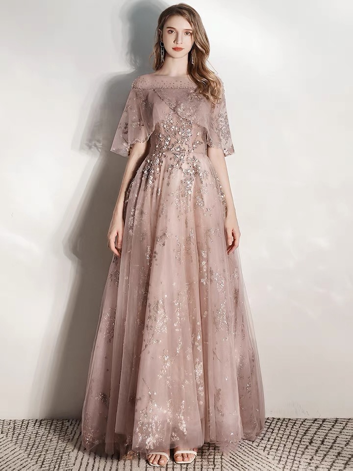 Elegant Prom Dress, Pink Shiny Party Dress,custom Made