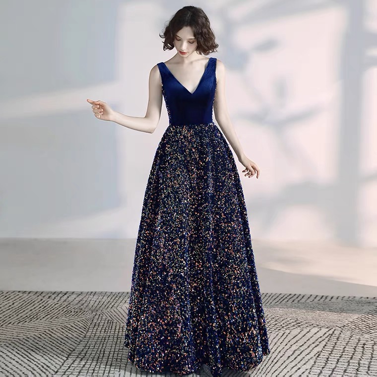 V-neck Evening Dress, Noble Elegant Party Dress, Queen High Texture Dress,custom Made