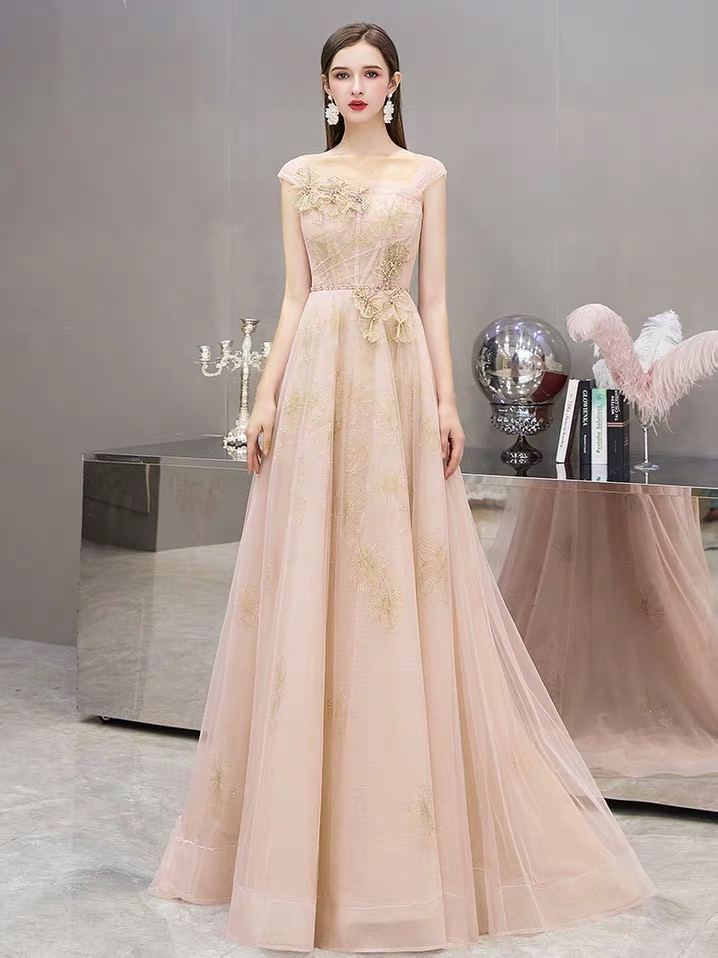 Pink Prom Dress, Off Shoulder Temperament Wedding Dress,custom Made