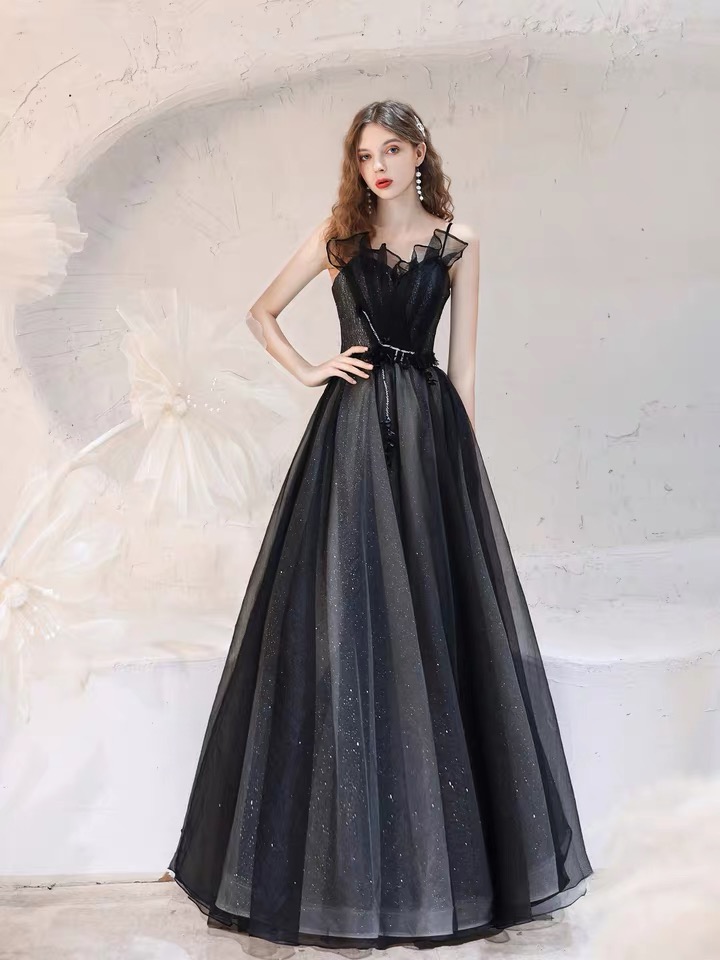 Black Party Dress, Spaghetti Strap Prom Dress ,generous Temperament Socialite Dress,custom Made