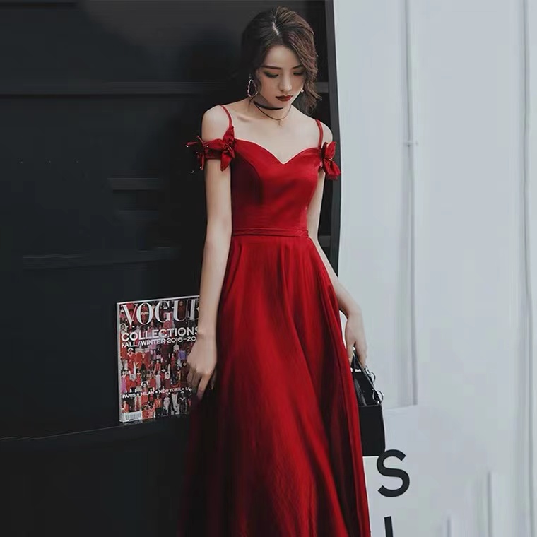 Satin Prom Dress, Off Shoulder Midi Dress, Red Dress,custom Made