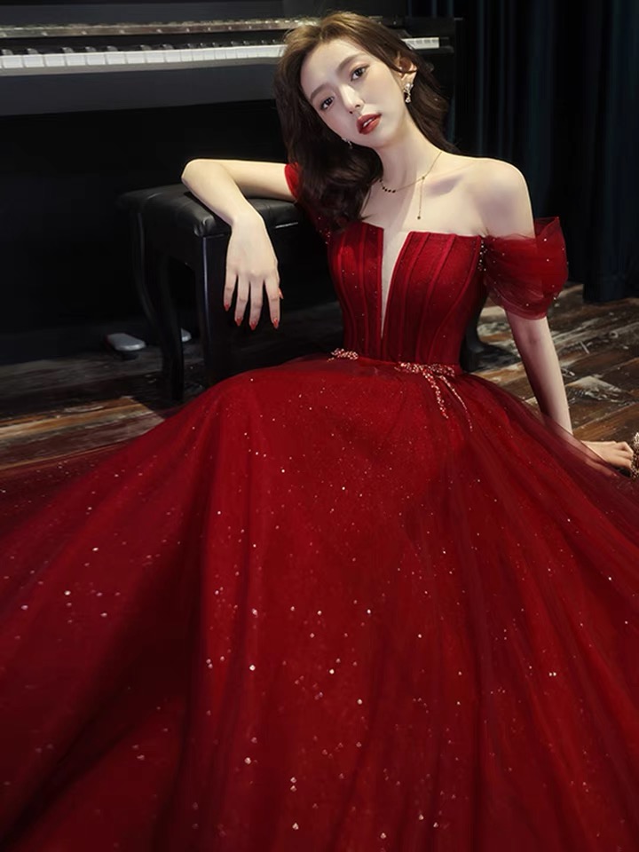 glamorous burgundy dress Ladivine Long Formal Dress CD867 Burgundy / 2
