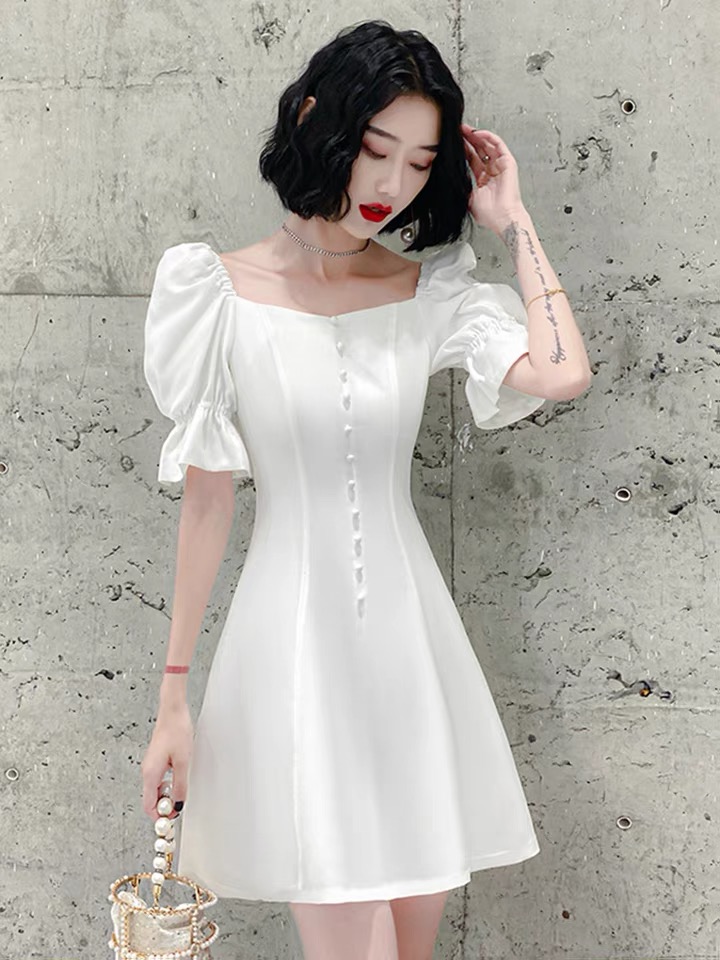 Little Evening Dress, Light Luxury Prom Dress, White Homecoming Dress,short Birthday Dress,custom Made Little Evening Dress, Light Luxury Prom Dress, White Homecoming Dress,short Birthday Dress,custom Made