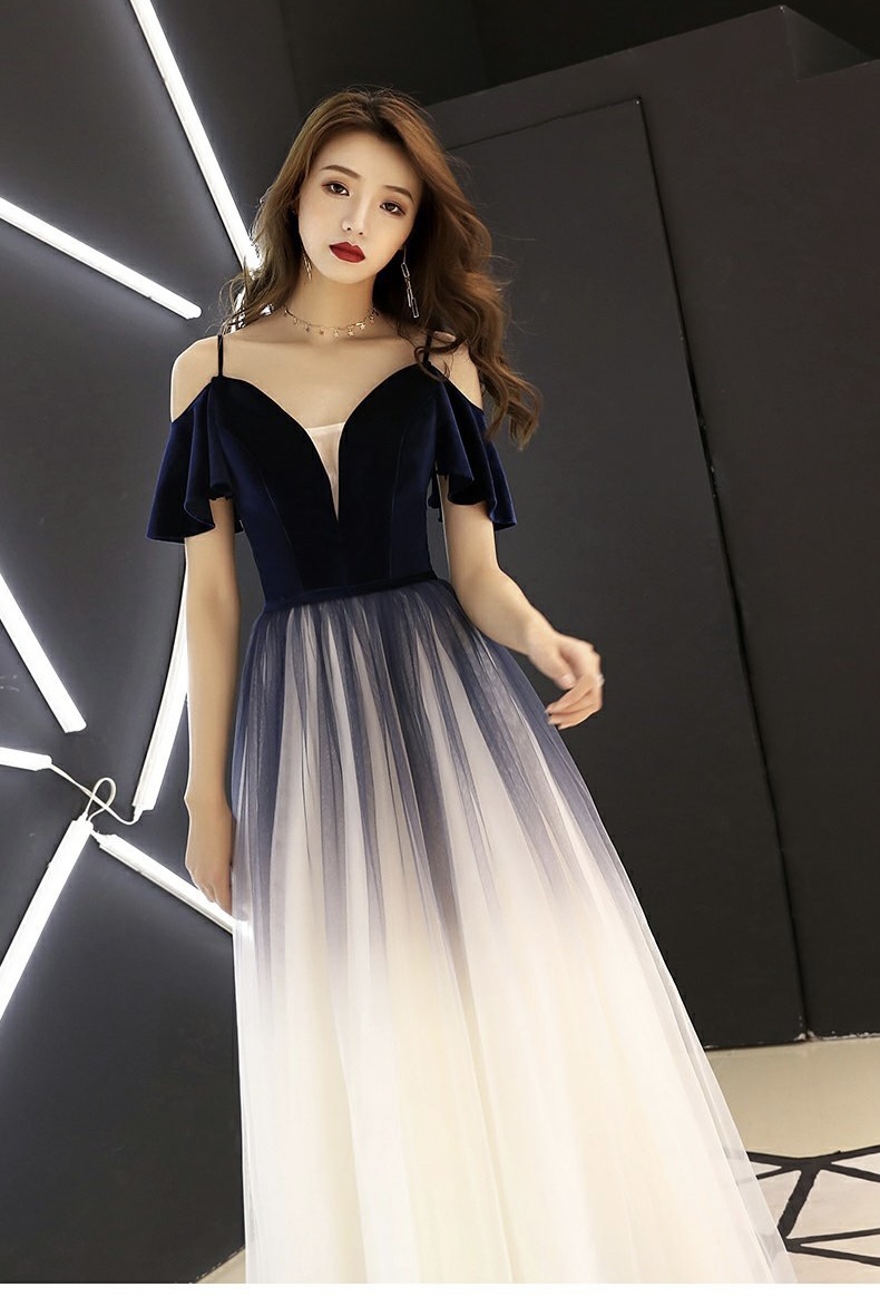 Long Evening Dress, High Quality Prom Dress, Off Shoulder Gradient Queen Evening Dress,custom Made