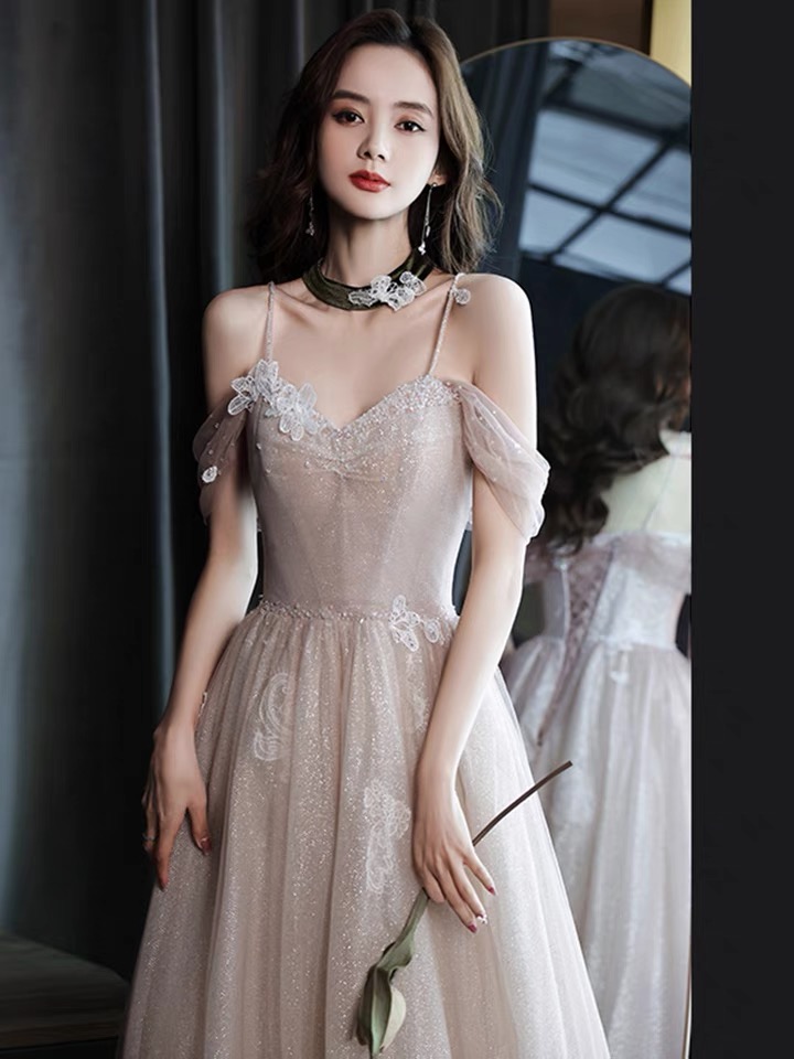 High Quality Pink Dress, Spaghetti Strap Bridesmaid Dresses, Fairy Student Graduation Dresses,custom Made