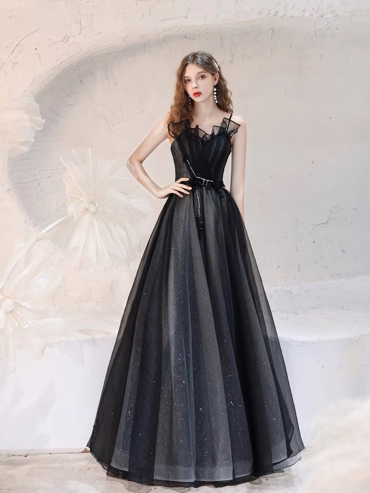 Black Prom Dress, Simple, Elegant Halter Neck Evening Dress, Student Socialite Party Dress,custom Made