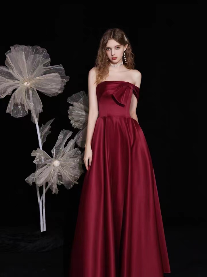 Satin Evening Dress,red Prom Dress, Off Shoulder Party Dress,custom Made