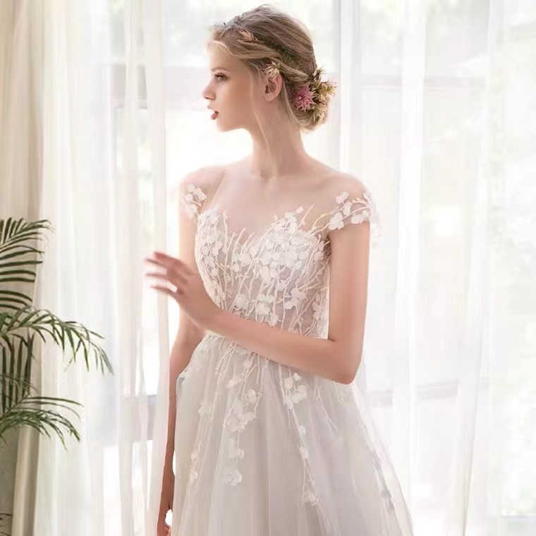 Simple Light Wedding Dress, Bridal Temperament Outdoor Dress,custom Made