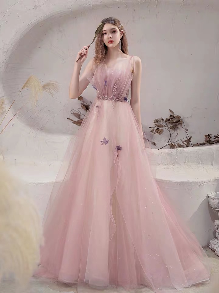 Fairy Prom Dress, Dream, Pink Spaghetti Strap Party Dress,custom Made