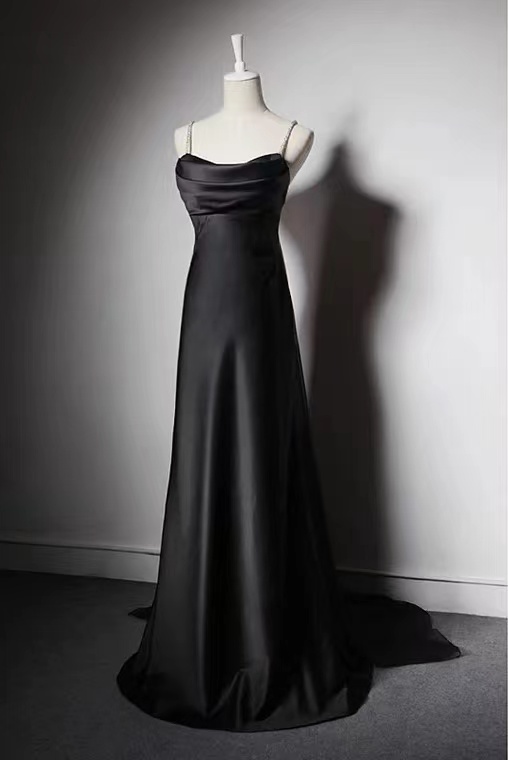 Temperament, Simple Evening Dress, Black Strap Dress, Party Dress,custom Made
