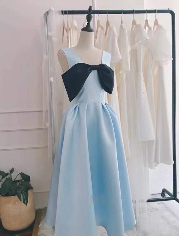 Sleeveless Homecoming Dress, Blue Bridesmaid Dress, Cute Little Birthday Dress,custom Made